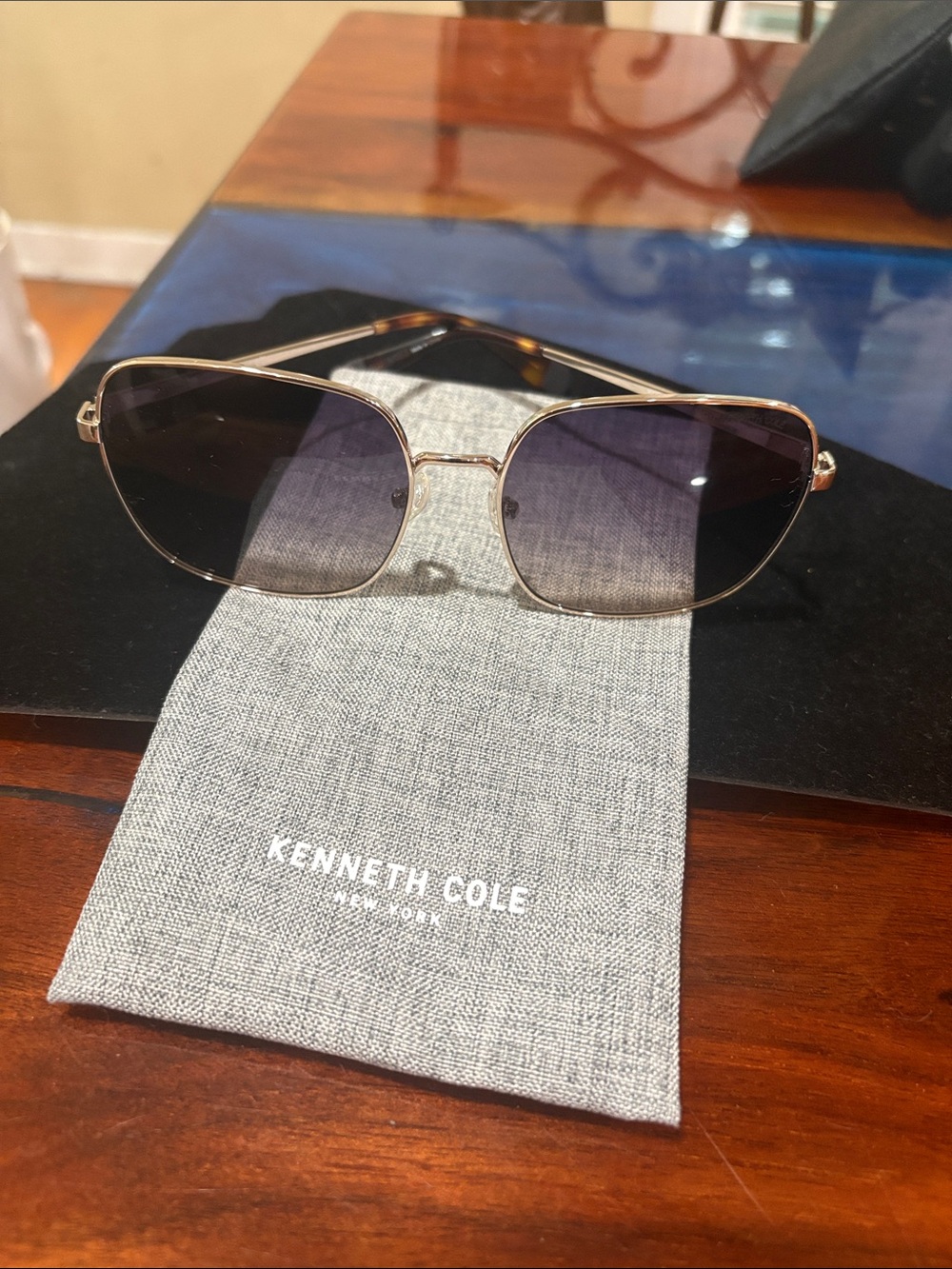 Kenneth Cole Men’s Gold Frame Dark Smoke Lens Sunglasses